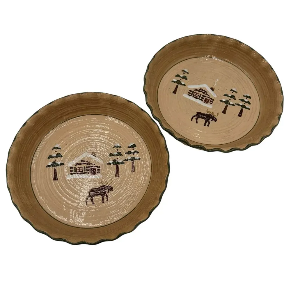 Sonoma Lifestyle Home LODGE Vintage Set of 2 Ceramic Pie Plates